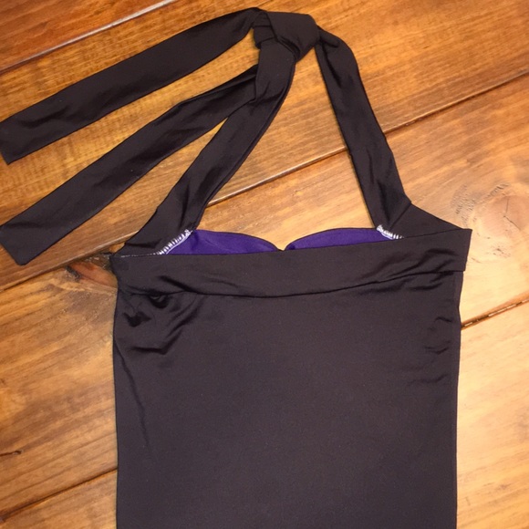 🖤Black Retro One Pc Swimsuit & Headbands Sz 8🖤 - Picture 2 of 4